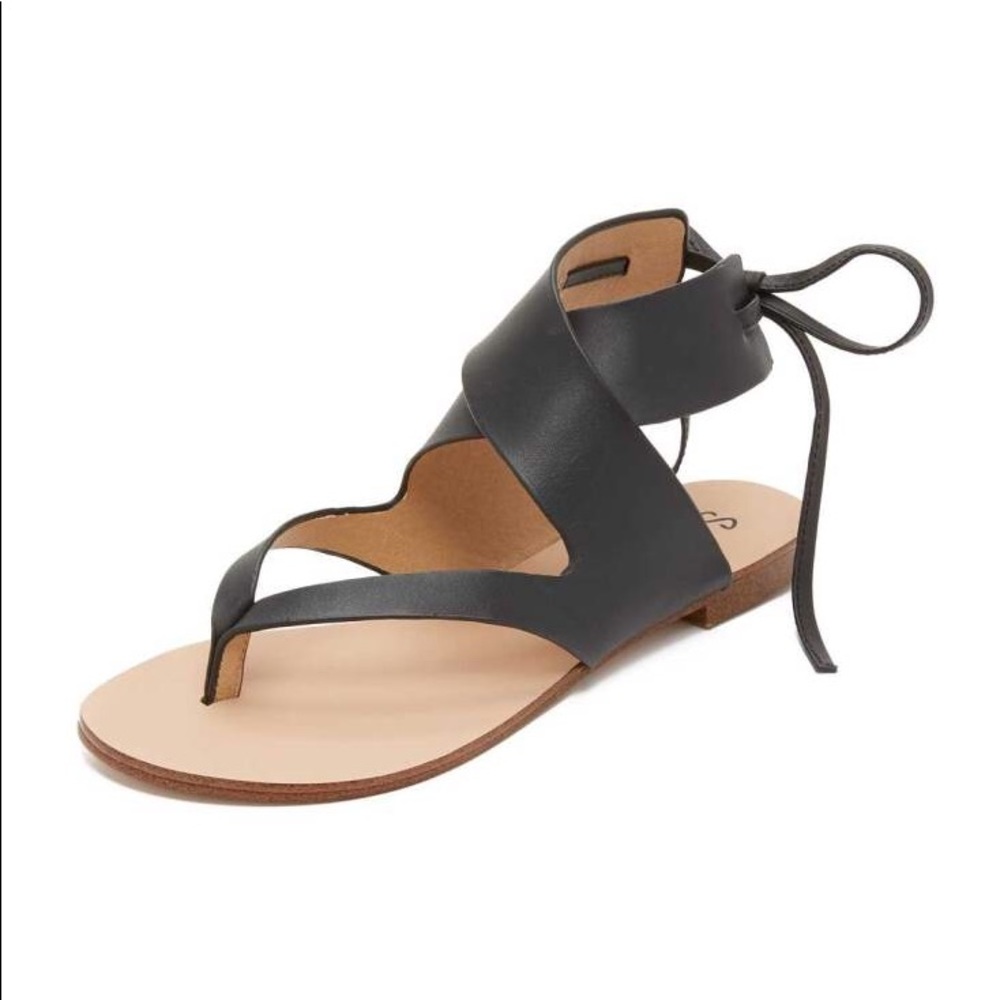 Splendid Black Leather Wrap Sandal